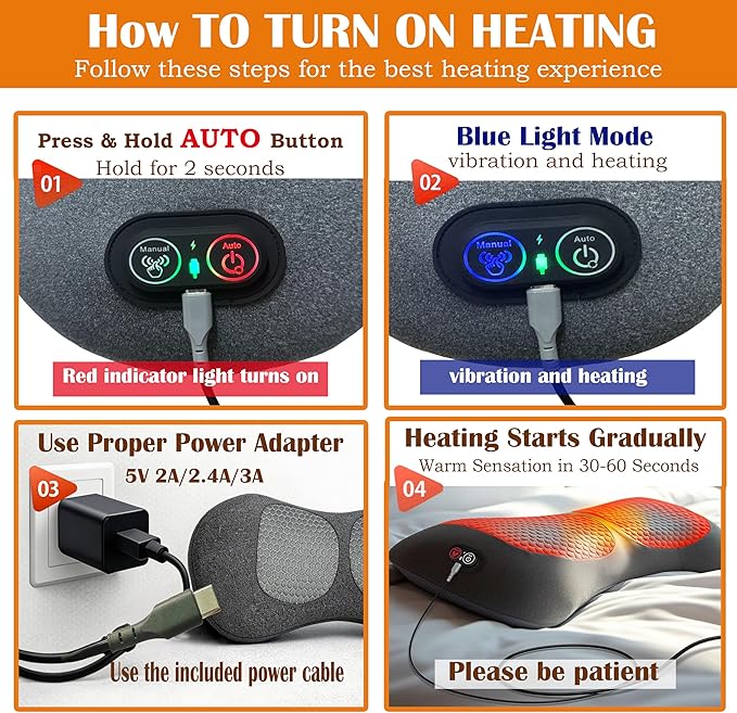 3-in-1 Upgraded Electric Lumbar Support Pillow Adjustable Heated Back Massager for Deep Tissue Massage to Relieve Pain
