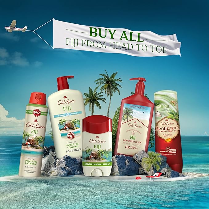 Old Spice Cleansing Body Wash for Men 24/7 Shower Fresh with Lasting Scent Cleanse &amp Refresh Gentle on Skin Vitamin B3 Fiji with Palm Tree + Coconut Scent 30 oz (Pack of 4)