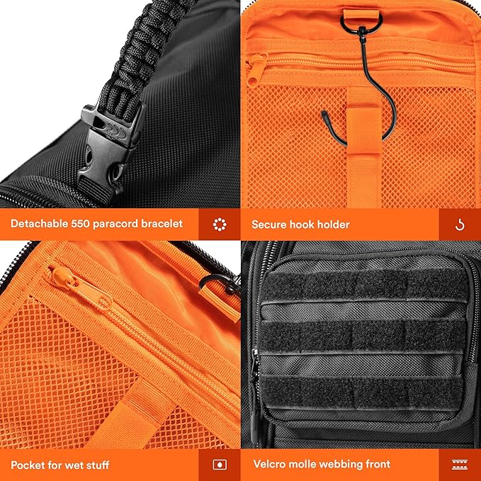 Fitdom Tactical Hanging Toiletry Bag Dopp Kit For Men &amp Women. Perfect For Travel &amp Storage for Cosmetic Clipper Toothbrush Shower Shaving &amp Grooming Care. Best Overnight Toiletries Or