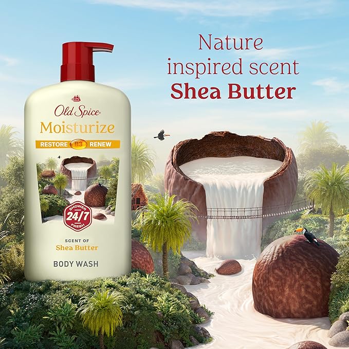 Old Spice Cleansing Body Wash for Men 24/7 Shower Fresh with Lasting Scent Restore &amp Renew Gentle on Skin Vitamin B3 Moisturize with Shea Butter Scent 30 oz (Pack of 4)