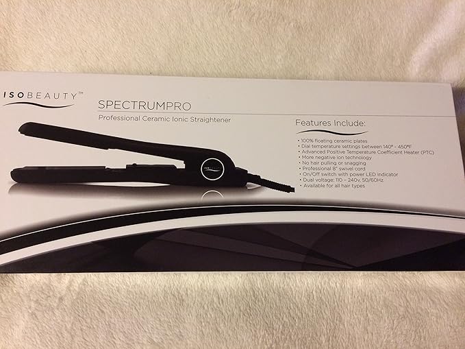 ISO Beauty Professional Spectrum Pro Ceramic Ionic Flat Iron Hair Staightener - Black New Design