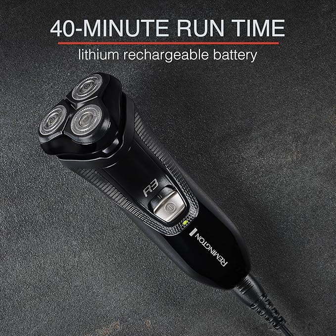 Remington R3 Style Series Rotary Shaver for Men Flexing Technology and Sensitive Skin Comfort Rechargeable Wet or Dry Electric Razor with Pop Up Trimmer and Stubble Attachment