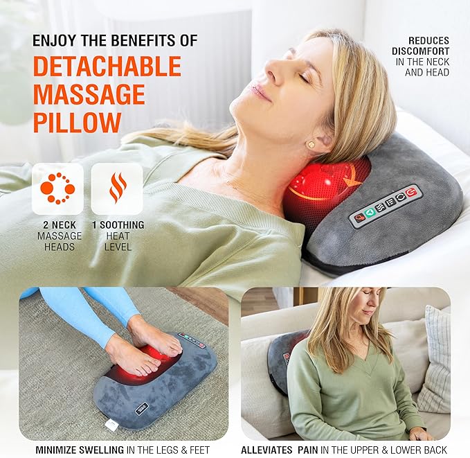 Full Body Massage Mat Vibrating Mattress Pad Bed Massager Mat Massage Mats for Full Body with Detachable Pillow with Heat Alleviates Muscle Pain Improves Circulation and Stress Relief by SITFIT