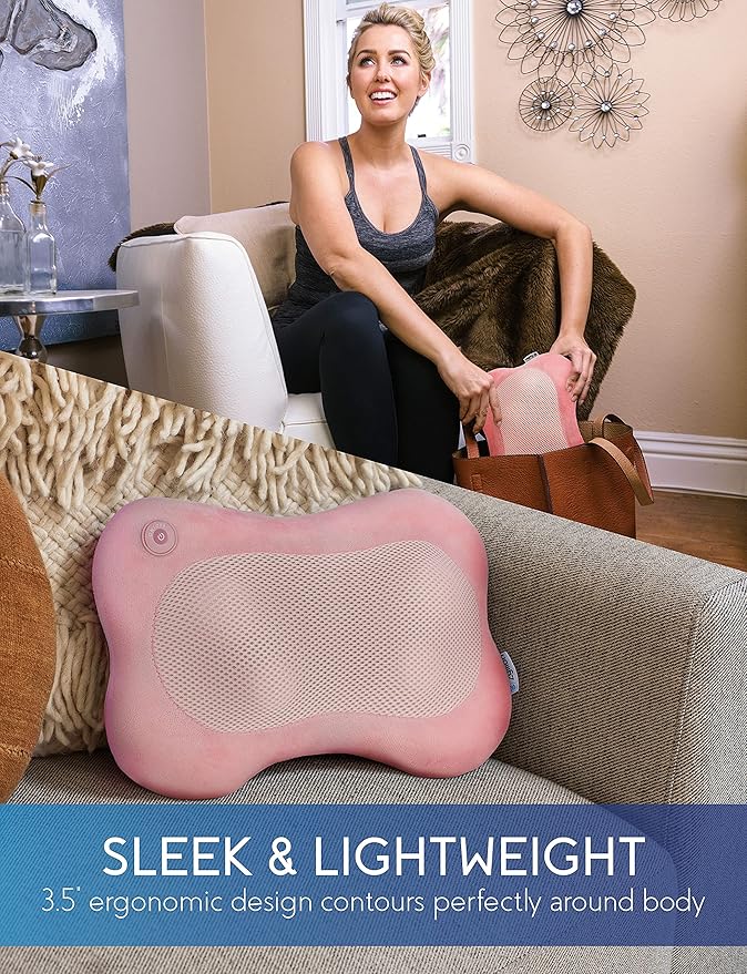 Zyllion Shiatsu Back Massager Bundle (Black Pink)