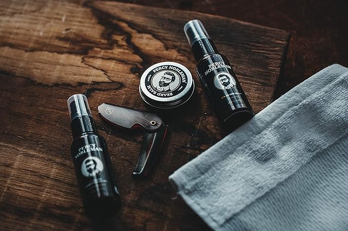 Percy Nobleman Beard Grooming Kit – Gift Set with Signature Scented Beard Oil (1.7 fl oz) Beard Wash (1.7 fl oz) Beard Balm (0.7 fl oz) &amp Beard Comb for Softening Hydration &amp Beard Maintena