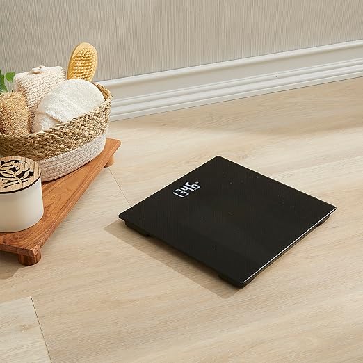 Taylor Digital Bathroom Scale - Smart Scale with Precision Hub App 400 lb Capacity 11 x 11 Durable Glass Platform 0.2 lb Increments Weight Tracking BMI BMR and Multilingual Black