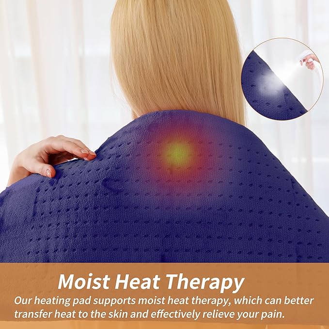 Massaging Weighted Heating Pad for Back Pain ReliefHeating Pads for Neck ShoulderCrampPortable Heated Pad with 3 Heat Settings &amp 6 Massage18 Relaxing CombinationsAuto Off12*24Dark Blue