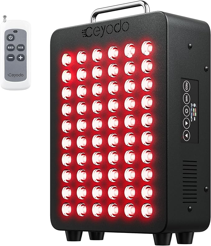 Red Light Therapy for Body 4 Chip Infrared Light Therapy Panel with Near-Infrared Light 630nm 660nm 850nm 940nm 138W High Power 60 LED Red Infrared Light Device Includes Hanging Kit &amp HandleBl