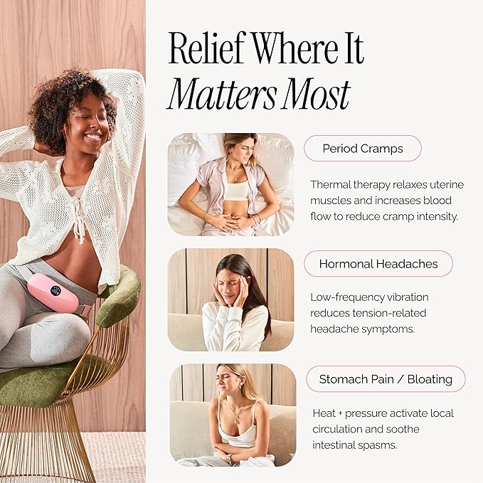 Menstrual Heating Pad for Period Cramps – Portable Heating Pad for Period Cramps Relief with Heat &amp Massage Wearable Cordless Warmer for Pain Relief Rechargeable &amp Wireless for Women