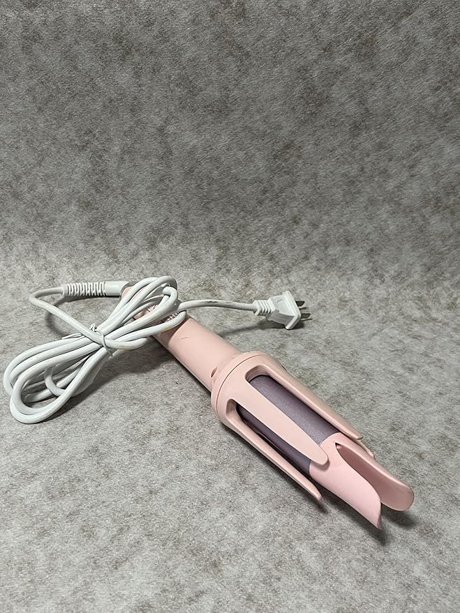 Curlksta Electric Hair Curling Irons with 4 Temperature &amp 3 Timer Automatic Shut-Off Anti-Scald Anti-Tangle Rotating Curling Wand for Hair Styling Pink
