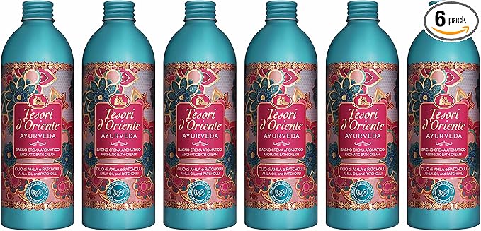 Tesori d'Oriente: Ayurveda Aromatic Bath Cream Ayurvedic Recipe - 16.9 Fluid Ounces (500ml) Bottles (Pack of 6) [ Italian Import ]
