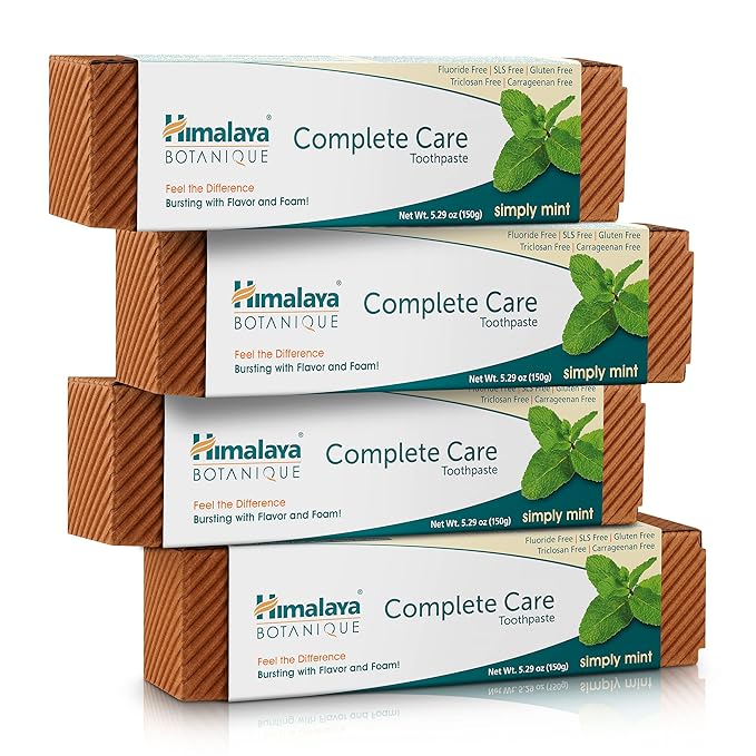 Himalaya Botanique Complete Care Toothpaste - Herbal Mint Fluoride-Free SLS Free - 5.29 Oz 4 Pack
