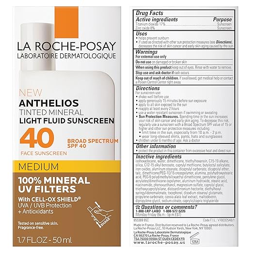 La Roche-Posay Anthelios Sunscreen SPF 40 Ultra-Light Fluid Broad Spectrum SPF 40 Face Sunscreen with Titanium Dioxide Mineral Lightweight &amp Fast-Absorbing Oil-Free Matte Finish
