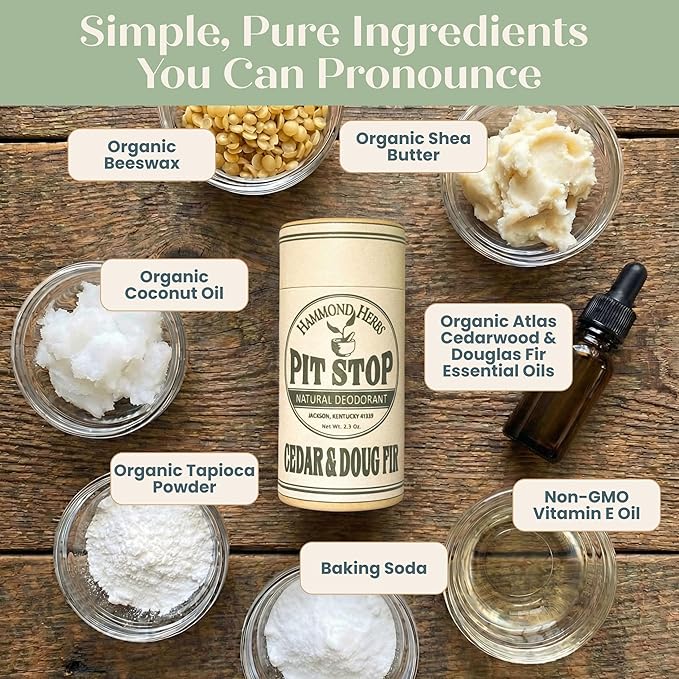 PIT STOP Deodorant - Aluminum-Free Plastic-Free All-Natural Odor Control 3 Pack (Cedar &amp Doug Fir)