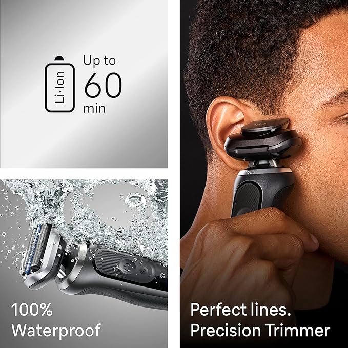 Braun Electric Shaver for Men Series 7 7171cc Wet &amp Dry Shave Turbo &amp Gentle Shaving Modes Waterproof Foil Shaver with Precision Trimmer Space Grey
