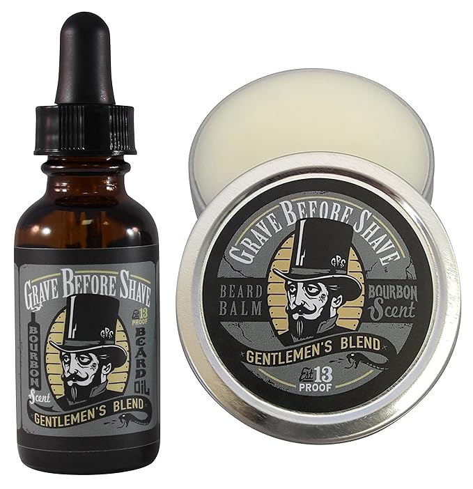 Grave Before Shave Gentlemen's Blend Beard Pack with Beard Balm and Beard Oil (Bourbon/Sandalwood Scent)