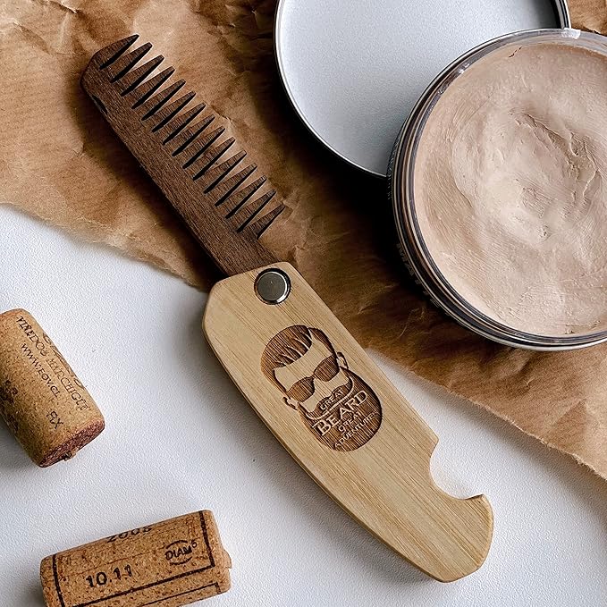 Beard Comb Personalized Gifts Anniversary Gift Wooden Brush Custom Comb Groomsmen Gift Hair Brush Pocket Brush Birthday Gift for Boyfriend (Great Beard Great Adventures)