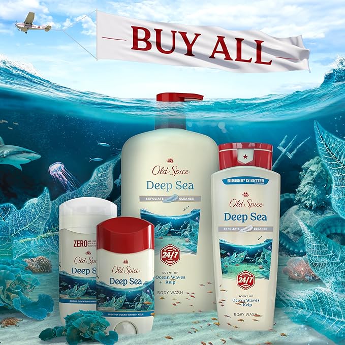 Old Spice Men's Antiperspirant &amp Deodorant Deep Sea with Ocean Elements 3.4oz (Pack of 3)