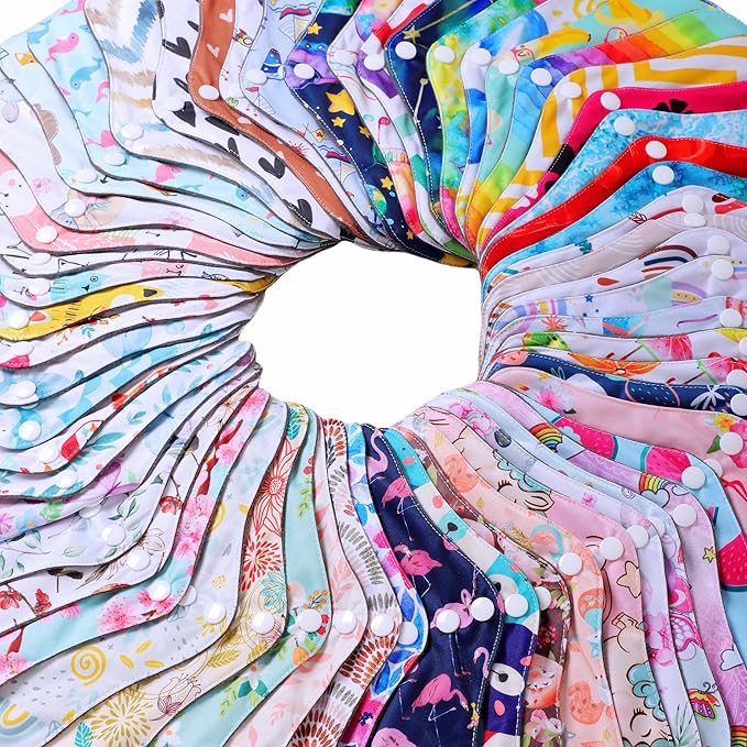 10 pcs M Size Random Prints Reusable Cloth Menstrual Pads for Women Period(10M-randomprints)