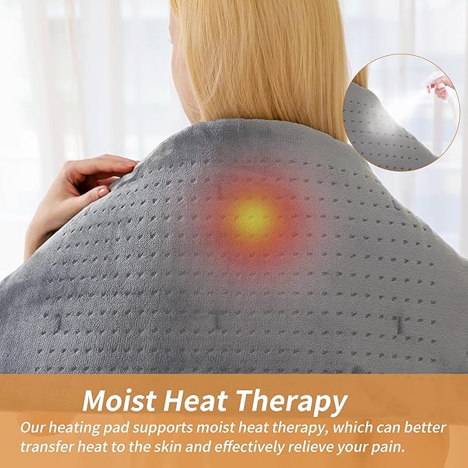 Massaging Weighted Heating Pad for Back Pain ReliefHeating Pads for Neck ShoulderCrampPortable Heated Pad with 3 Heat Settings &amp 6 Massage18 Relaxing CombinationsAuto Off20*24Light Grey