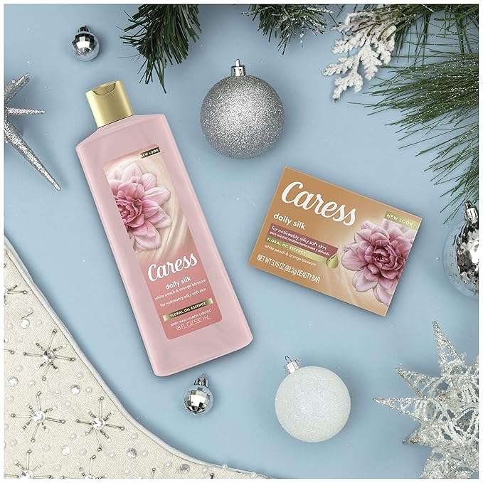Caress Daily Silk Bar Soap &amp Hydrating Body Wash Gift 4 count