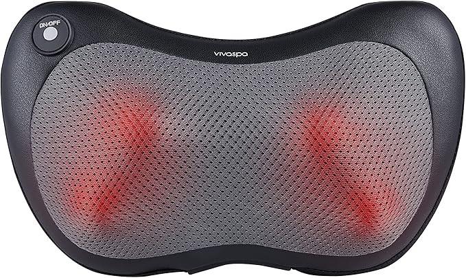 Vivitar Shiatsu Neck Shoulder Leg Lumbar Portable Massager Deep Kneading Massage Pillow with Heat Electric for Home Office Car (Model: MS4200)