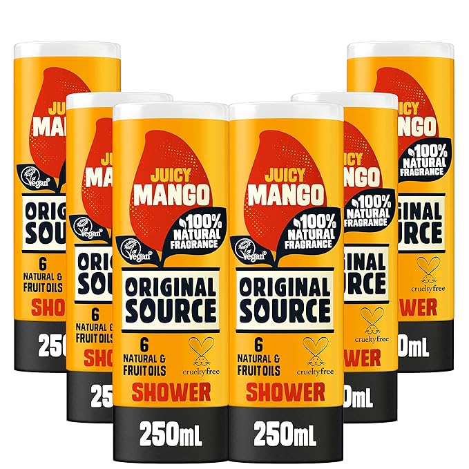Original Source Mango Shower Gel 100 Percent Natural Fragrance Vegan Cruelty Free Paraben Free Bulk Buy Pack of 6 x 250 ml