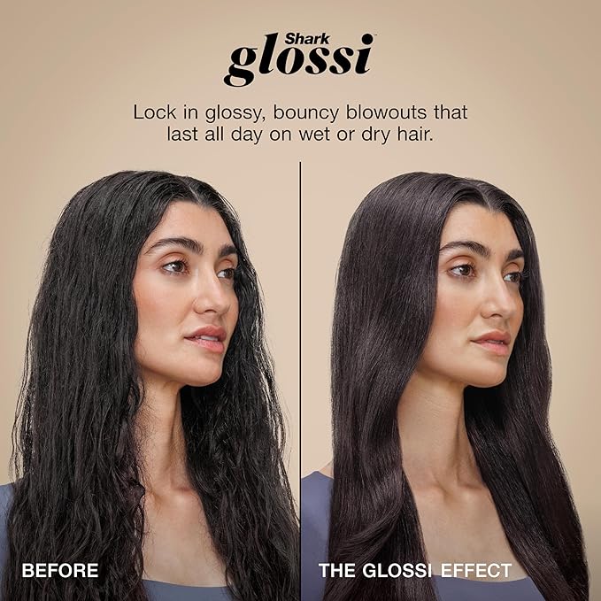 Shark Glossi 2-in-1 Hot Tool and Air Glosser | Ultra-Fast Ultra-Glossy Blowouts at-Home | Heat-Controlled Ceramic Curly Coily and Color Friendly | Lychee | HT302PK