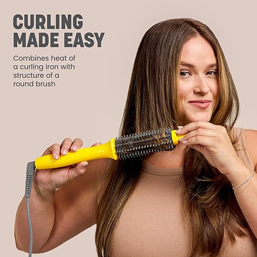 Drybar The Curl Party Heated Curling Round Brush – Salon Curling Wand with Long-Lasting Shiny Results