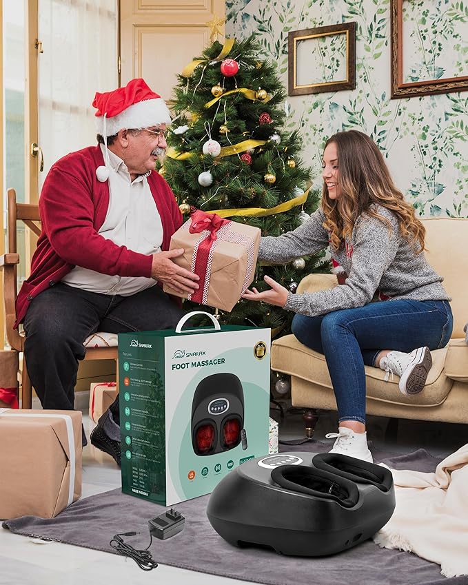 Snailax Shiatsu Foot Massager Machine with Soothing Heat Deep Kneading Air Compression Improve Blood Circulation and Foot WellnessRelax for Home or Office Use