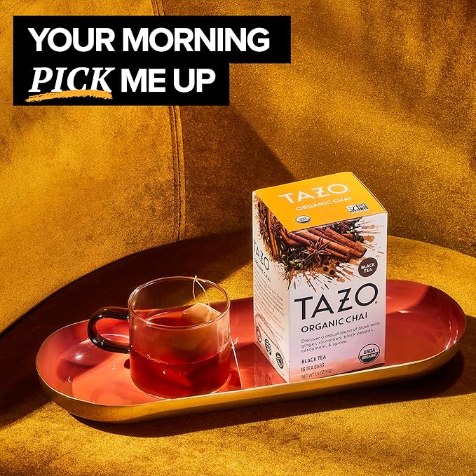 TAZO Tea Bags Regenerative Organic: Chai Black Tea Awake English Breakfast Black Tea &amp Earl Grey Tea 16 CT (1ea) (Variety Pack)