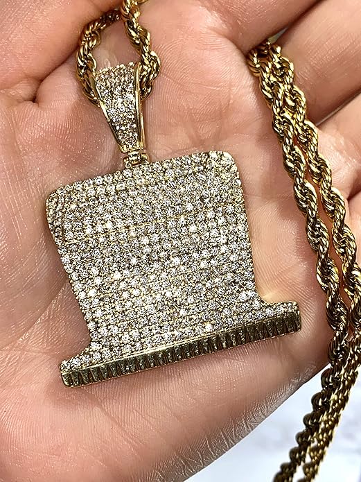 barber RAZOR BLADE Pendant Men Women 925 Gold Finish Iced Gold Barber Razor Electric Shaver Straight Edge Pendant Charm Necklace Ice Out Pendant Stainless Steel Real 3 mm Rope Chain Necklace