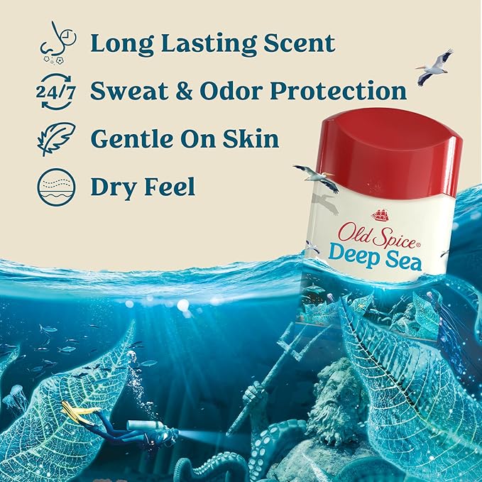 Old Spice Men's Antiperspirant &amp Deodorant Deep Sea with Ocean Elements 3.4oz (Pack of 3)