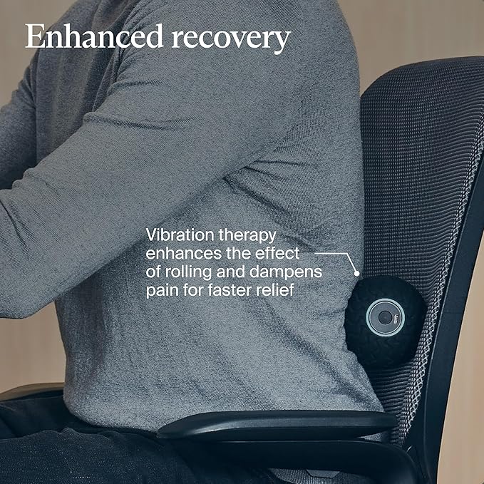 Therabody WaveSolo - Handheld Bluetooth Enabled Massage Device Ultra Portable Vibration Therapy Ball w/QuietRoll Technology &amp 3 Customizable Vibration Frequencies