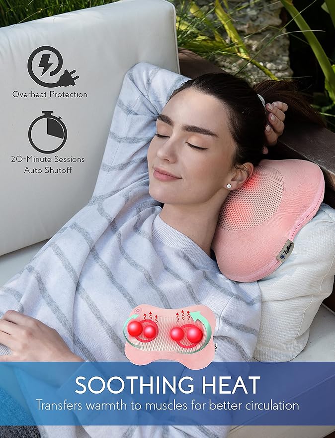 Zyllion Shiatsu Back Massager Bundle (Black Pink)