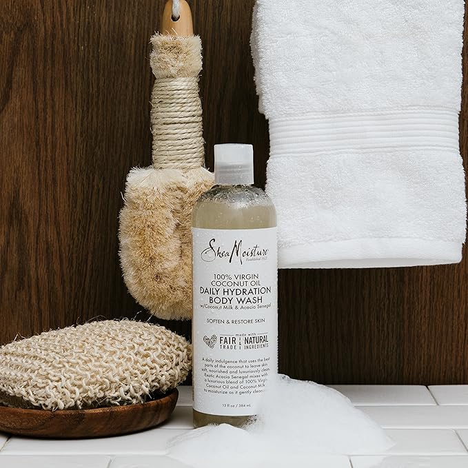 SheaMoisture 100% virgin coconut oil daily hydration bubble bath &amp body wash 13 Fluid Ounce