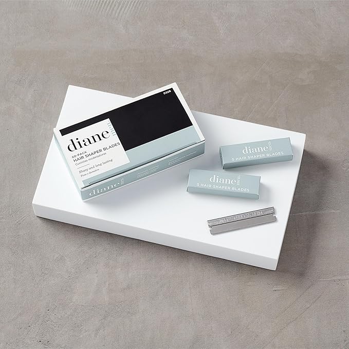 Diane Hair Shaper Razor Blades Polymer Coated Stainless Steel Material Precise Shaping Trimming and Cutting Razor Refills for Barber Straight Edge Razor Blade 60-Pack