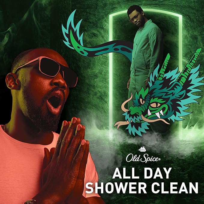 Old Spice Cleansing Body Wash for Men 3X Defense 24/7 Shower Fresh with Lasting Scent 2-in-1 Body &amp Face Wash Dragonblast Scent 24 oz (Pack of 4)