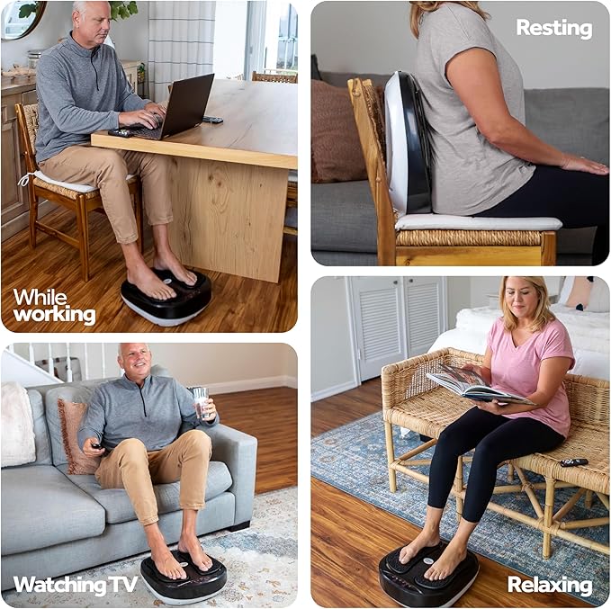 Power Legs Electric Foot Massager Machine with Remote Control Adjustable Speed Vibration - Calf Massager - Feet Massager for Neuropathy Pain Relief Plantar Fasciitis Leg Blood Circulation (Black)