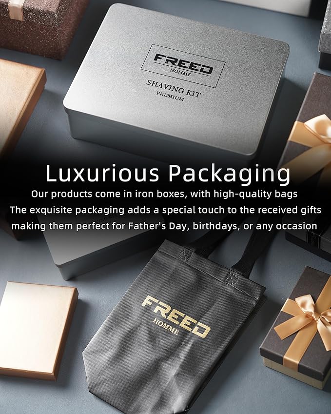 FREED Customized gifts Engraving Shaving Kit - Safety Razor with metal handle include razor base razor travel case and 5 Razor Blade Refillsit's the best gift for men (Pearl White)