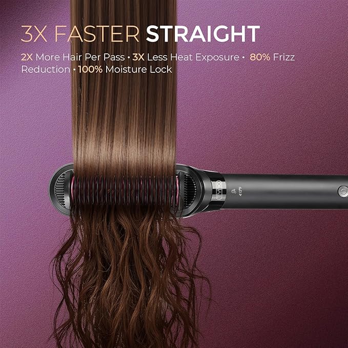 TYMO Clarifying Shampoo Powder Natural Formula + TYMO Flat Iron Hair Straightener Brush 2 in 1