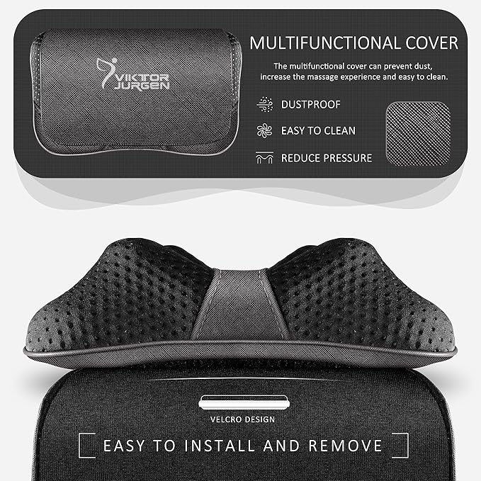 VIKTOR JURGEN Back Massager Kneading for Neck Shoulder and Foot Shiatsu Massage Pillow with Heat Relaxation Gifts for Women/Men/Dad/Mom/Christmas/Mothers Day/Fathers Day/Valentine's Day