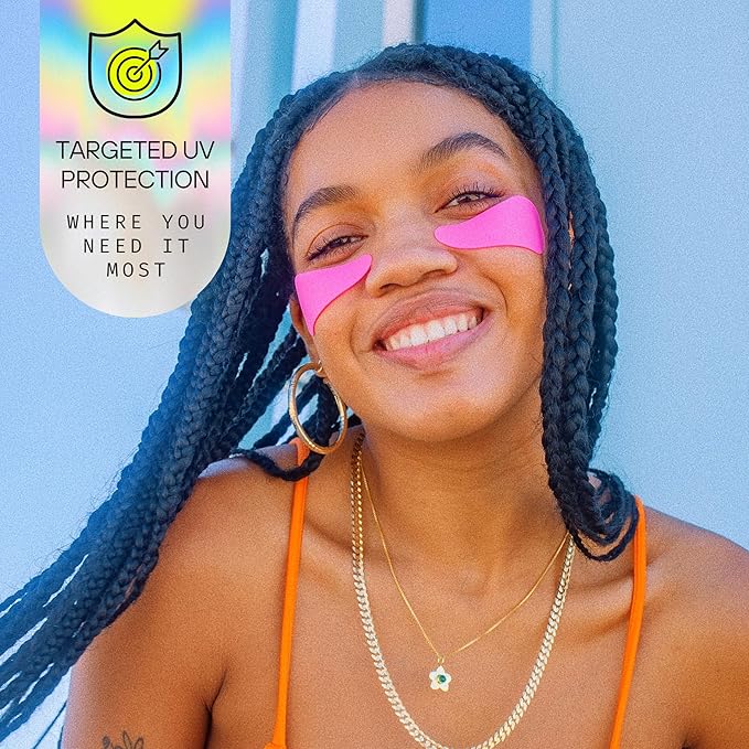 Sun Patch Reusable Sun Screen Silicone Patches For UV Protection &amp Face Sunscreen Sun Face Patches For Sun Exposure UV Shield Silicone Sun Block (1 Pack/4 Pairs) (Pink) (Golf Surf Swim Ski)