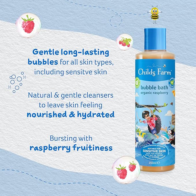 Childs Farm - Children's Bubble Bath Gently Cleanses Sensitive Skin Organic Raspberry 250ml