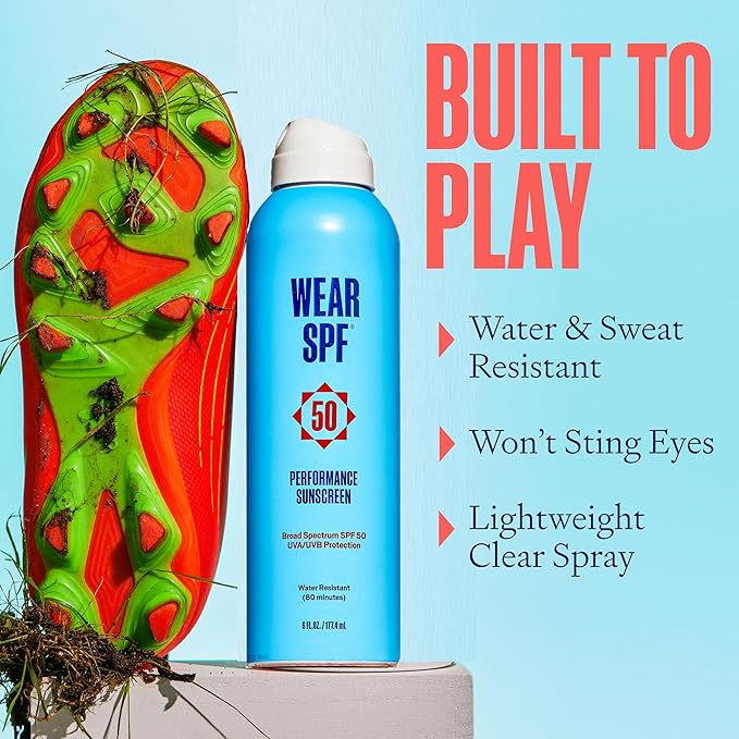 Wear SPF Performance Sport Sunscreen Spray – Water &amp Sweat-Resistant SPF 50 3-pack
