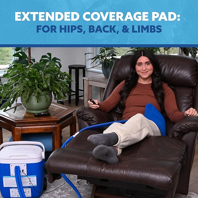 Polar Active Ice Hip-Extended Coverage Cold Therapy Ice Machine System with 12.5x22.5 Therapy Compression pad Programmable Timer 16 Qt. Cooler Quiet Pump Strong Cryotherapy Pain Relief Treatment