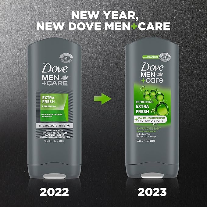DOVE MEN + CARE Shower Tool For Stronger Healthy-Feeling Skin Active Clean Scrubs Body Wash and Face For Fresh Healthy-Feeling Skin Extra Fresh Cleanser That Effectively