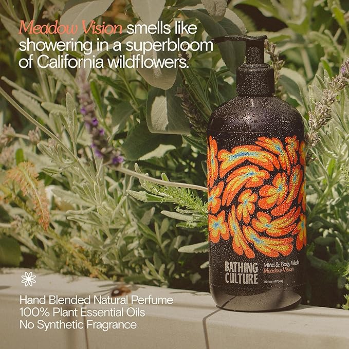 Bathing Culture Organic Mind + Body Wash Natural Biodegradable Vegan Personal Care Organic Body Wash for Women and Men Recycled Plastic Bottle 16 fl oz Meadow Vision Holiday Gift Idea