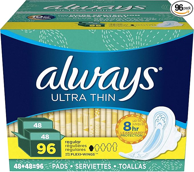 Always Ultra Thin Regular Pads With Wings Unscented 96 Count