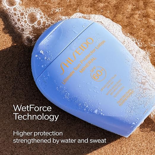 Shiseido Ultimate Sun Protector Lotion Mineral SPF 60+ - Sheer Broad-Spectrum Sunscreen for Face &amp Body - Visibly Improves Fine Lines Smoothness &amp Skin Tone - Fragrance Free All Skin Types
